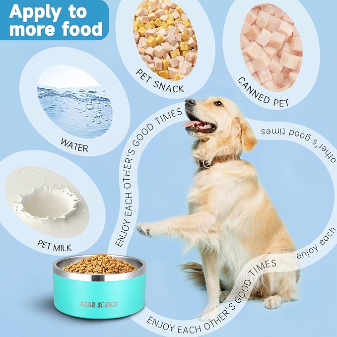 100oz Stainless Steel Dog Bowl. Dog Food Water Bowls with Non-Slip Rubber Bottom, Double Wall Dog Bowl for Small Medium Large Dogs, Dishwasher Safe