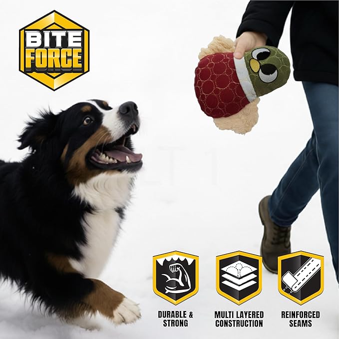 Bite Force -Durable & Strong Dog Toy Beak with Squeaker, Kevlar-Reinforced for Aggressive Chewers for Small Medium Large Dogs - Dark Red.