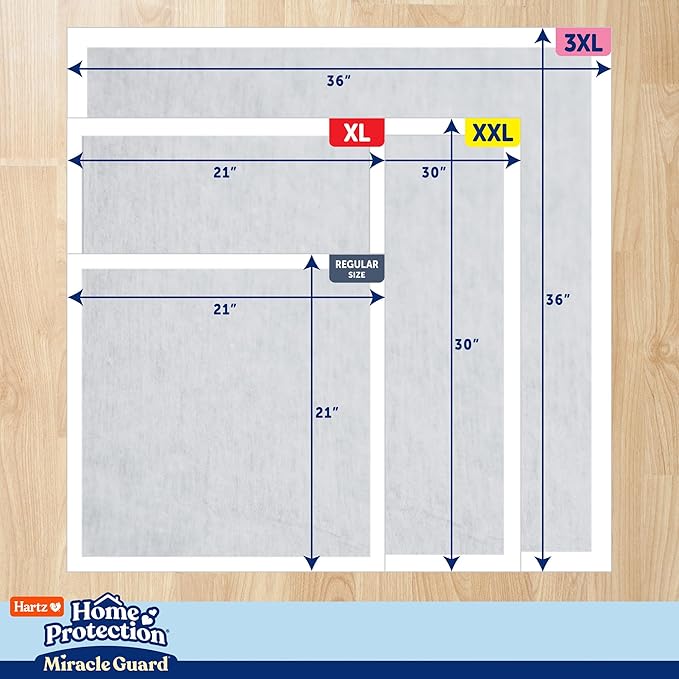 Hartz Home Protection Miracle Guard Dog Pads, XL Size 30 Count, 3X Absorbency & 3X Longer use, Won't Leak and Odor Eliminating