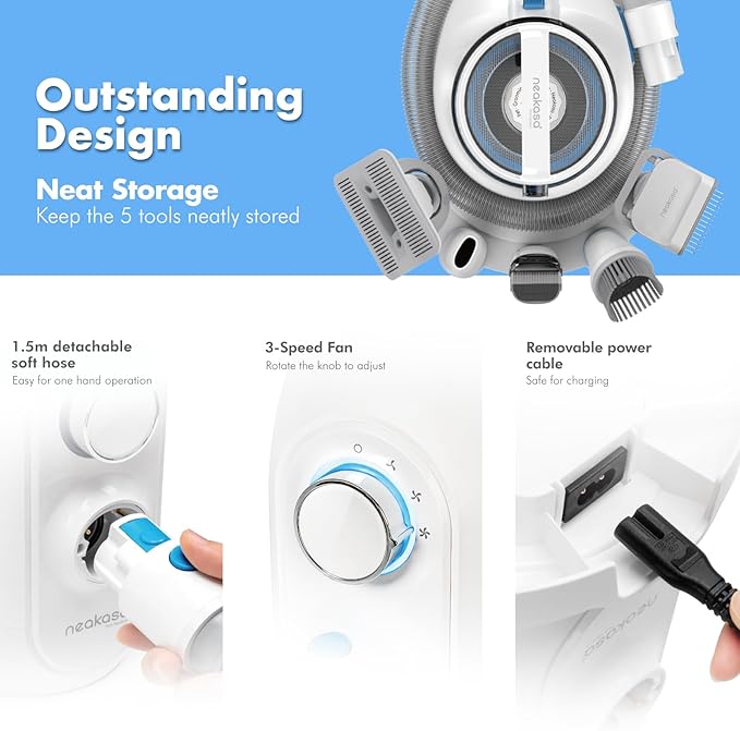 Neakasa P2 Pro Dog Cat Grooming Brush, Strong Vacuum Suction, 2L Large Capacity, Clippers Professional, Dog Grooming Kit for Thick Short Long Hair, Silent