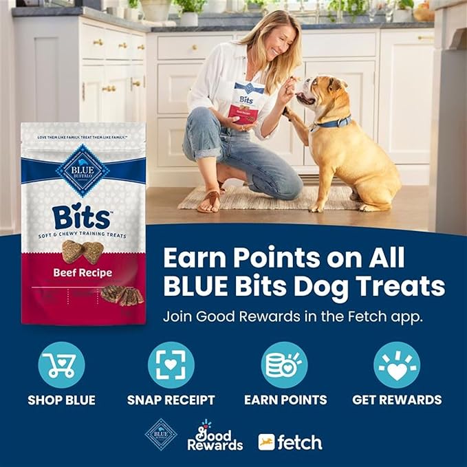 Blue Buffalo Bits Soft Dog Treats for Training, Made with Natural Ingredients & Enhanced with DHA, Beef, Salmon, Turkey, & Chicken 4-oz Variety Pack, 4 ct