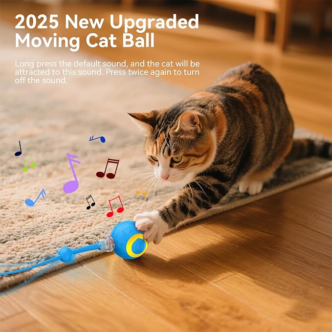 Interactive Cat Toys Ball for Indoor Cats, Automatic Pet Toys for Bored Indoor Adult Cats, Motion Activated, USB Rechargeable, Christmas Birthday Gifts (Blue)