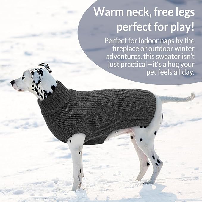 Dog Sweater Pullover, Cable Knit Dog Christmas Sweater, Dogs Sweaters for Small Medium Large Dogs with Harness Hole,Puppy Sweaters Boy Or Girl(Grey,L)