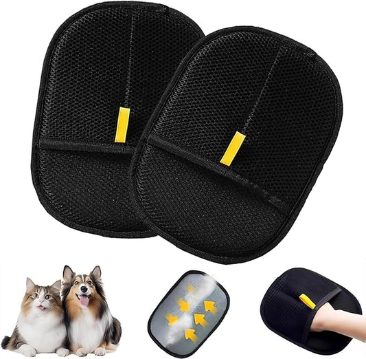 Pet Hair Removal Glove for Cats & Dogs, Efficient Grooming Gloves for Pet Hair, Cat Grooming Gloves for Hair Removal，Reusable Cat & Dog Hair Remover for Couch, Furniture, Carpet, Curtain(2Pcs)