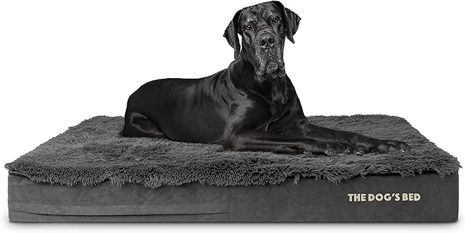 The Dog’s Bed Orthopedic Memory Foam Dog Bed, XXL Grey Fur, Pain Relief for Arthritis, Hip & Elbow Dysplasia, Post Surgery, Lameness Supportive, Calming, Waterproof Washable Cover, Veterinary Approved