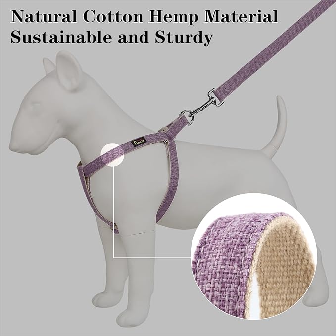 Plutus Pet Cotton Hemp Step in Dog Harness, Sustainable, Lightweight and Escape-Proof, Quick Fit Dog Harness for Puppy Small Medium and Large Dogs, Lavender, XS