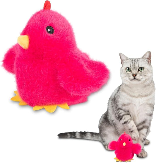 Catify by Best Pet Supplies Interactive Cat Toys – Plush, Motion-Activated & Squeaking Toys with Premium North American Catnip for Indoor Cats & Kittens - Flapping Chick, Fuchsia