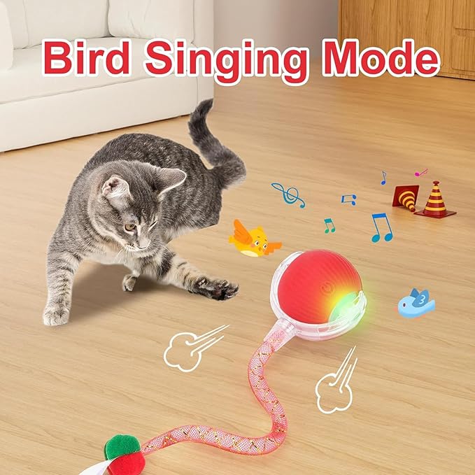 Speed 2.0 Tail Interactive Cat Toys for Indoor Cats, Chirping & Motion Activate Ca t Toy, Smart Kitten Rolling Ball Moving Ball Toys, Rechargeable Dog Cat Bal l for Enrichment Exercise (Blue)