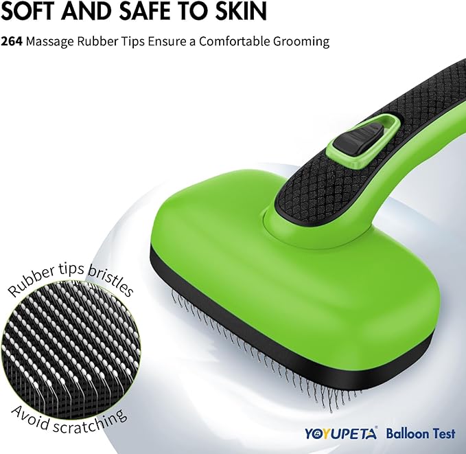Dog Brush Kit - Self-Cleaning Slicker Brush with Bath Brush & Undercoat Rake | Deshedding Tools for Large - Small Dogs & Cats, Professional 3-in-1 Pet Grooming Set for Heavy Shedding, Green