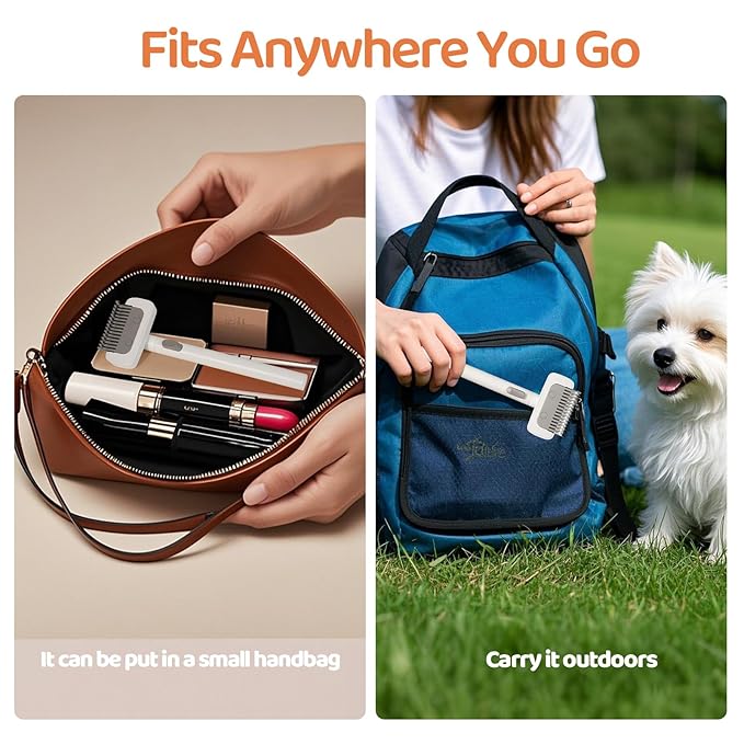 Furgo Cat Brush for Long Haired Cats, Pet Grooming Brush for Matted Fur & Loose Hair, One-Click Hair Removal, Skin-Friendly, Deshedding & Dematting Comb for Cats & Small Dogs