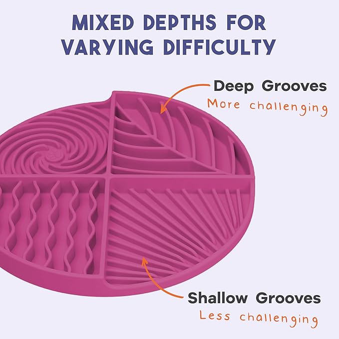 Awoo Paradise - Silicone Dog & Cat Lick Mat and Slow Feeder with Suction Cups - Non-Slip, Dishwasher Safe Pet Dish - Extends Mealtime for Fast Eaters and Reduces Anxiety - For Wet & Dry Food (Fuschia)