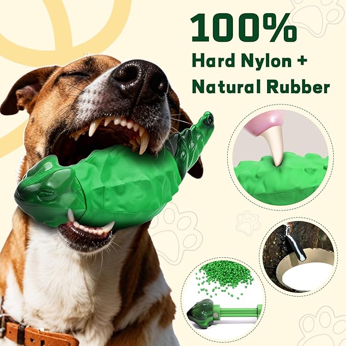 Dog Chew Toys for Aggressive Chewers, Indestructible Lizard Shape Tough Dog Toy with Natural Scents, Durable Chew Bones to Keep Large Dogs Busy, for Super Chewers 20-80Lbs - Bacon