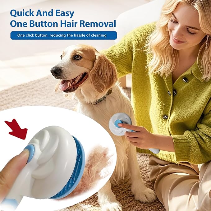 5 Piece Dog Grooming Brush Set with Grooming Gloves, Deshedding Comb & Massage Bath Brush | Dog Shampoo Brush - Multifunctional Pet Hair Removal Tools for Shedding, Bathing, Brushing (Blue)