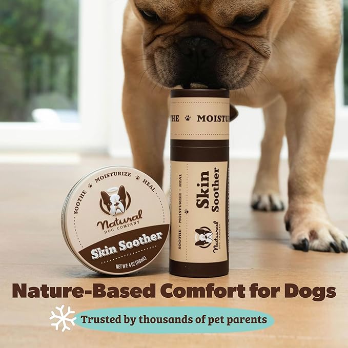 Natural Dog Company Skin Soother Balm for Dogs – 2oz Stick, All Natural Hot Spot & Rash Relief – Organic Itchy Skin Soothing Moisturizer for Dry, Red, Crusty Skin – Lick-Safe Dog Balm, Made in USA