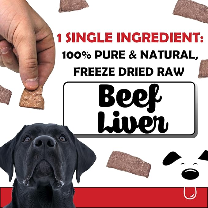 Winni Treats Freeze Dried Raw Beef Liver Dog Treats - Single Ingredient, Preservative-Free, Premium Beef Liver Treats, High in Protein, Calcium and Vitamin D, Low in Fat, Dog Treat Pack (4 Ounces)