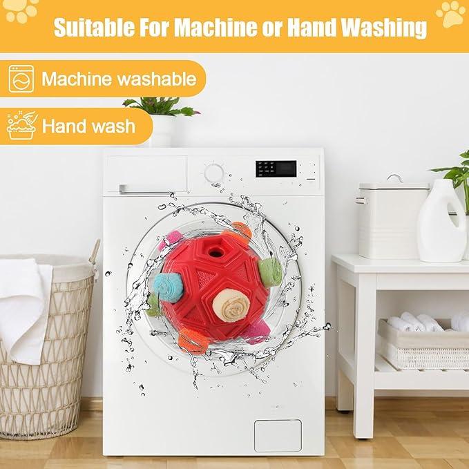 Dog Snuffle Ball-Interactive Puzzle Dog Toys Encourage Natural Foraging Skills Slow Feeder for Training and Stress Relief, Cloth Strip Hiding Food Chew Toys for Any Size Dogs