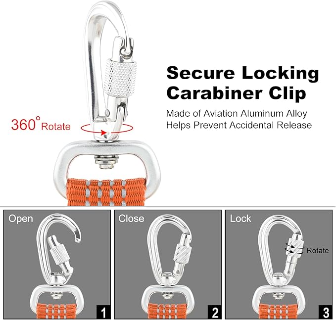 Plutus Pet Heavy Duty Dog Leash with Lockable Aluminum Carabiner, 4/6 Feet Long, Double-Sided Reflective Nylon, Padded Handle, for Puppy, Small, Medium and Large Dogs (Orange, 1" x 4')