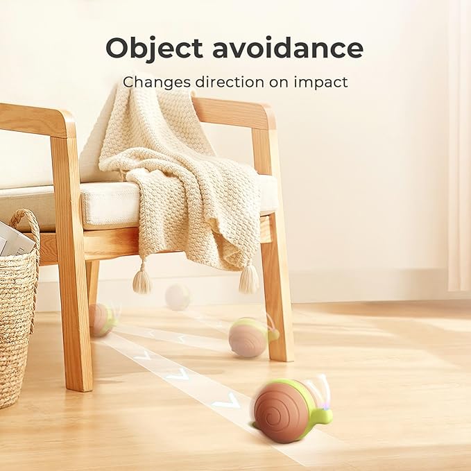 Cheerble Interactive Cat Toy for Indoor Cats, Wicked Snail Kitten Toys, Automatic Cat Toys with LED Lights, Rechargeable Moving Toys for Cats, Smart Stimulating Electric Pet Toy (Brown)