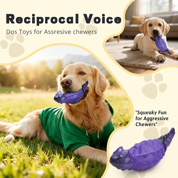 Dog Chew Toys for Aggressive Chewers, Indestructible Lizard Shape Tough Dog Toy with Natural Scents, Durable Chew Bones to Keep Large Dogs Busy, for Super Chewers 20-80Lbs - Peanuts