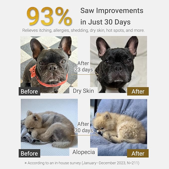 Powder for Dogs - Natural Swiftlet Nest & Collagen Supplement for Dog Allergy, Itching Skin, Hot Spots, Coat & Immune Support, Chicken Flavor, 30 Sticks 3.5 Oz