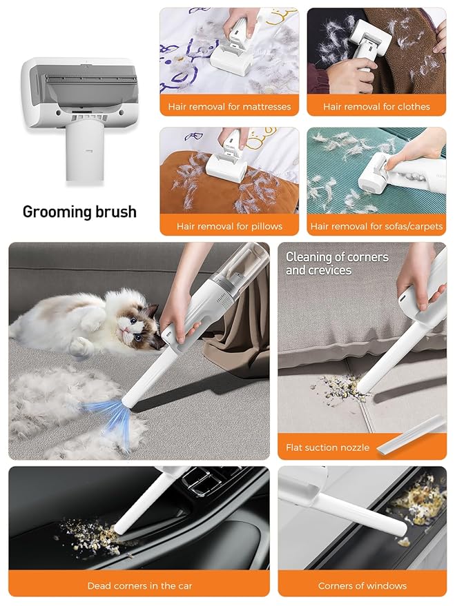 Dog Vacuum For Shedding Grooming, Pet Grooming Vacuum For Dogs Cat, Vacuum Pet Hair Remover Tool with Slicker Deshedding Dog Brush for Shedding Dematting Comb Kit