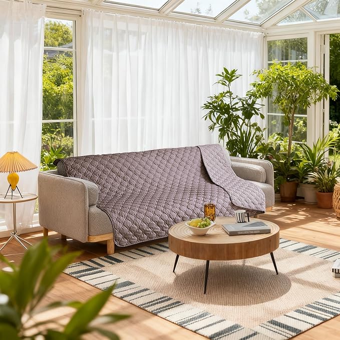 gogobunny 100% Double Sided Waterproof Dog Blanket Soft Pet Bed Cover Reversible Protect Furniture Couch Sofa Car for Puppy Large Dog Cat (Dark Sea Fog/Light Sea Fog, 82x102 Inch (Pack of 1))