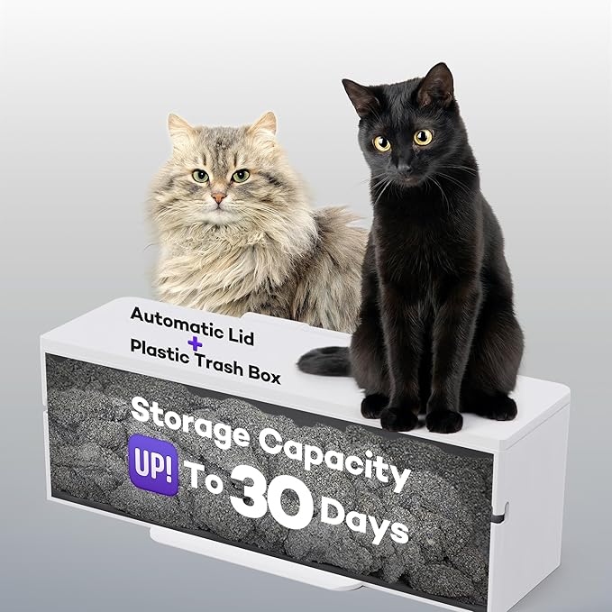 (Upgraded) Popur X5 Self Cleaning Cat Litter Box - Unique Open Top Split System - Automatic Litter Scooping Robot, Odor-Seal, 24 Inch Tray, 30-Day Capacity, 33 lbs. Load, 99% Leakproof (Plastic Bin)