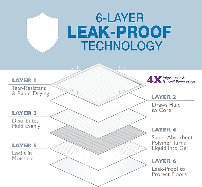 Four Paws Wee-Wee Super Absorbent Unscented Pee Pads for Dogs & Puppies with Insta-Rise Border, Leak-Proof Dog Housebreaking Potty Training Floor Protection, 22" x 23", 10 Count