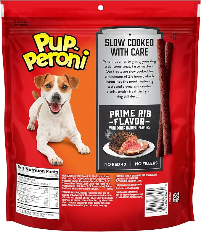 Pup-Peroni Dog Treats, Prime Rib Flavor, 22.5 Ounce, Made with Real Steak