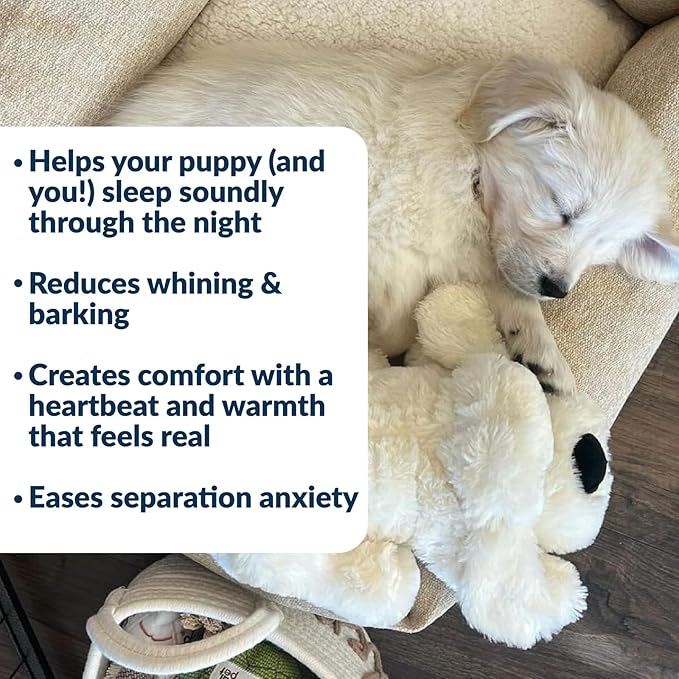 Original Snuggle Puppy Heartbeat Puppy Toy - Heartbeat Puppy for Dogs - Pet Anxiety Relief and Calming Aid - Comfort Dog Toy - Behavioral Training and Sleep Aid Cuddle buddy - Crate Training Essential