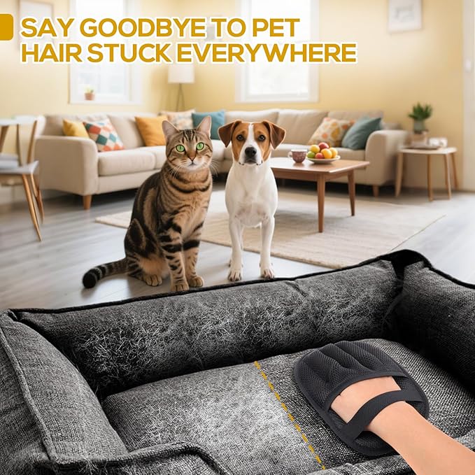 BABORUI Pet Hair Removal Glove - 2 Pack Five Finger Electrostatic Gloves Pet Hair, Remover Glove Lint Rolls into Strips, Dog and Cat Hair Removal Tool for Furniture, Car, Couch, Carpet, Clothes