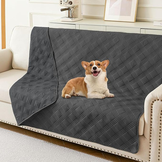 hyha Waterproof Dog Blanket, Reversible Pet Bed Blanket, Soft Sofa Couch Cover for Dogs Washable, Waterproof Pet Couch Covers for Sofa Puppy Cats Furniture Protector(68"x82", Dark Grey/Dark Grey)