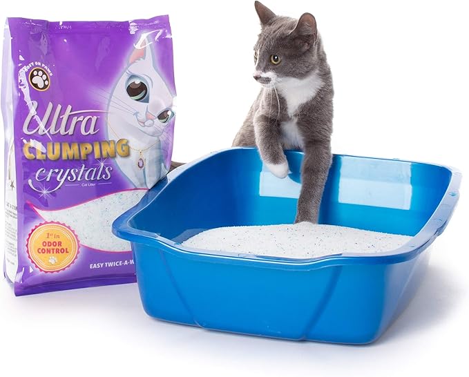 Ultra Pet Clumping Crystal Cat Litter, White Crystals with Multicolor Crystals, 5 Lbs (Pack of 2)