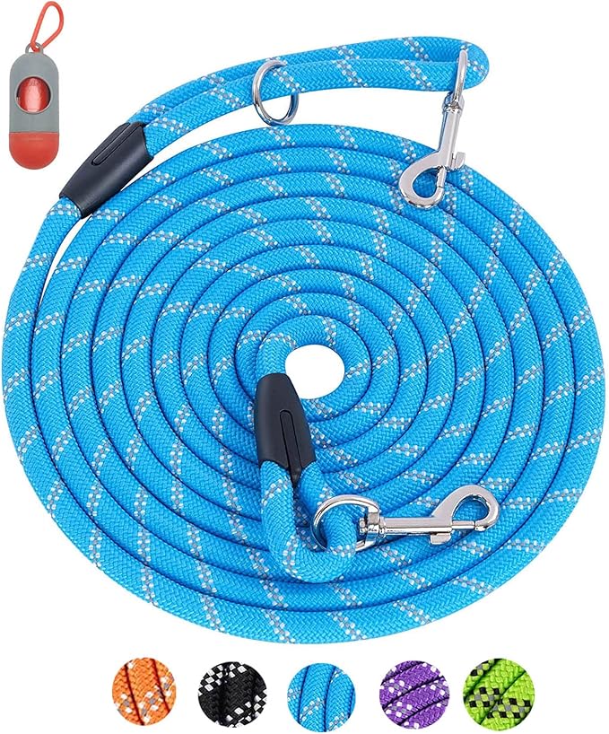 100FT Extra Long Leashes for Dog Training, Reflective Threads Check Cord Recall Training Agility Dog Lead for Large Medium Small Dogs, Dog Tie-Out Cable Great for Playing, Camping, or Backyard
