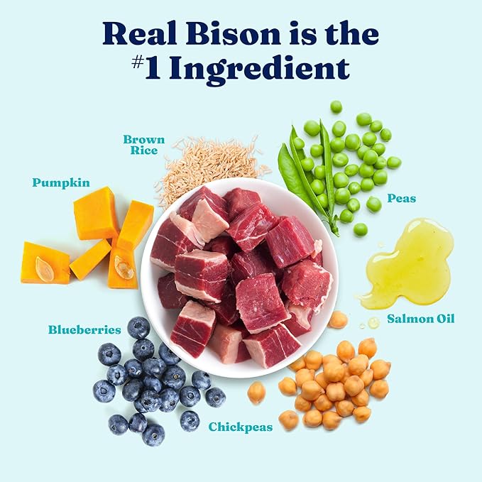 Solid Gold Bison Dry Dog Food for Large Dogs – High Protein, Whole Grain Kibble with Real Bison, Brown Rice & Omega 3 – Large Kibble w/Probiotics for Gut Health - Adult Dog Food - Nutrientboost™– 11LB