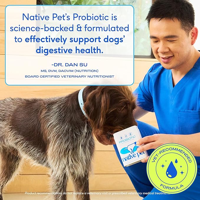 Native Pet Probiotics for Dogs - Dog Probiotics Powder for Digestive Health, Gut Support, & Immune Boost – Vet-Formulated Powder for Maximum Potency with Digestive Enzymes & Prebiotics - 120 Scoops