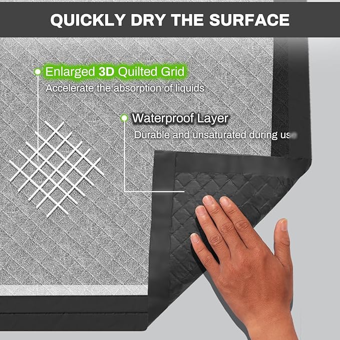 Charcoal Puppy Pads 28x34 Inches Extra Large Dog Pee Pads Odor-Control & Leak-Proof Disposable Pet Training Edge-Wrapping Thicken Potty Pad for Dogs, Cats, Rabbits (50 Pieces)