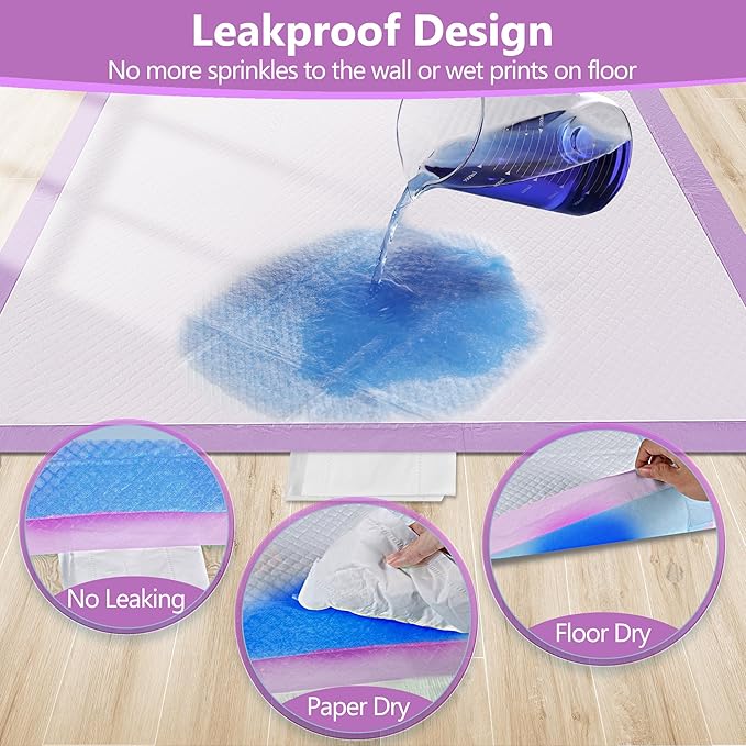 Gimars XXL 30“x36” Thicken 6 Layers Ultra Absorbency Dog Pee Pad Extra Large 3S Quick Dry Leakproof Disposable Urine Pads for Dogs, Cats, Rabbits Pets Purple