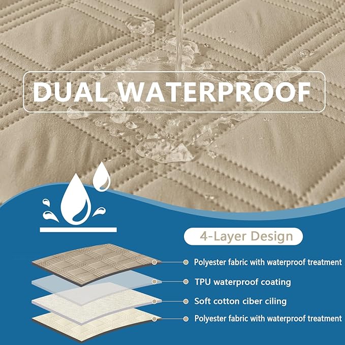 hyha Waterproof Dog Blanket, Reversible Pet Bed Blanket, Soft Sofa Couch Cover for Dogs Washable, Waterproof Pet Couch Covers for Sofa Puppy Cats Furniture Protector(52"x82", Taupe/Beige)