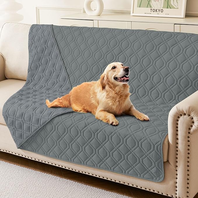 hyha Waterproof Dog Bed Blanket, Soft Pet Blankets, Waterproof Couch Cover for Dogs, Reversible Sofa Covers Washable for Furniture (68x82 Inch, Dark Grey/Dark Grey)