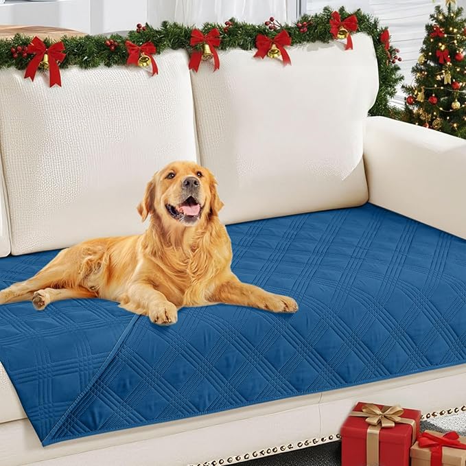 hyha Waterproof Dog Blanket, Reversible Pet Bed Blanket, Soft Sofa Couch Cover for Dogs Washable, Waterproof Pet Couch Covers for Sofa Puppy Cats Furniture Protector(30"x70", Navy Blue/Navy Blue)
