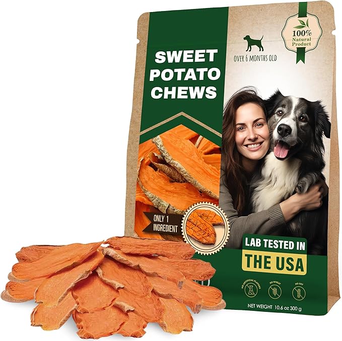Beloved Pets Dog Treats Sweet Potato Chips 10.6 oz - All Natural Pet Snack Chews - Grain Free & Human Grade Dried Snacks in Bulk - Best Jerky for Training Small & Large Dogs