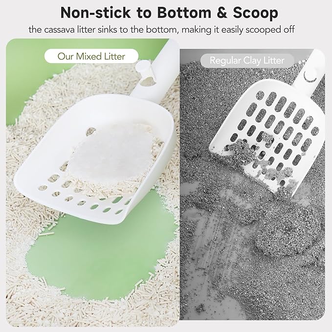 Non-Stick Ultra Clumping Tofu Cat Litter with Cassava, Odor Control Low Tracking Kitty Litter Pellets, Plant-Base Natural Ingredients Cat-Litter, Last Twice as Long as Clay Litter, 9lbs