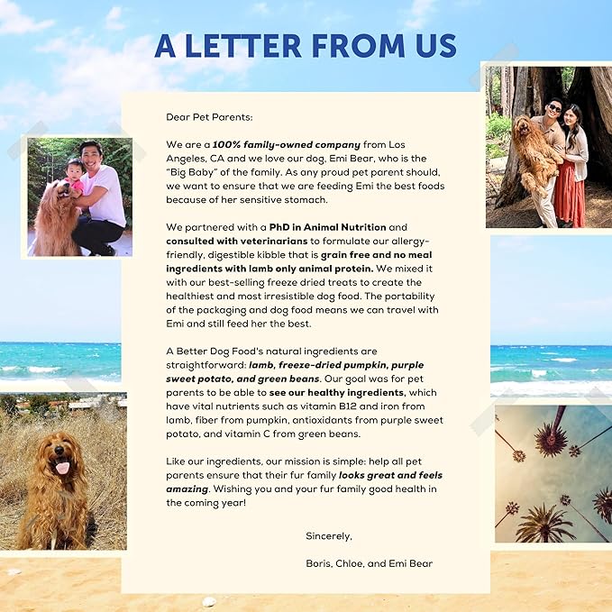 A Better Treat | Allergy Friendly Lamb Dry Dog Food | Raw You Can See | No Chicken, Lamb Only Animal Protein, No Meal Ingredients, Grain Free | Stomach Soothing Kibble + Freeze Dried Raw Dog Food