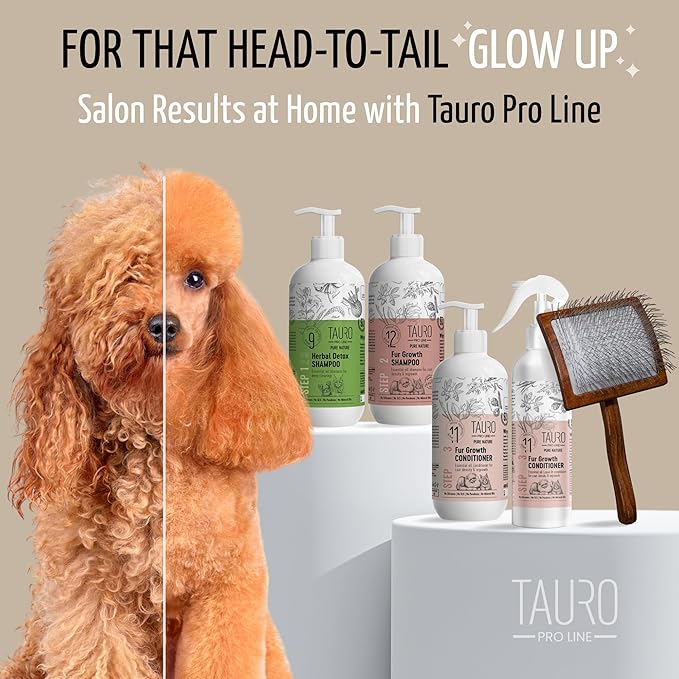Tauro Pro Line Dog Brush for Shedding - Poodle, Goldendoodle or Labradoodle Hair & Large Breeds - Slicker Brush for Dogs & Cat Grooming, Flexible Cushion & Non-Slip Grip (Size L - Purple)