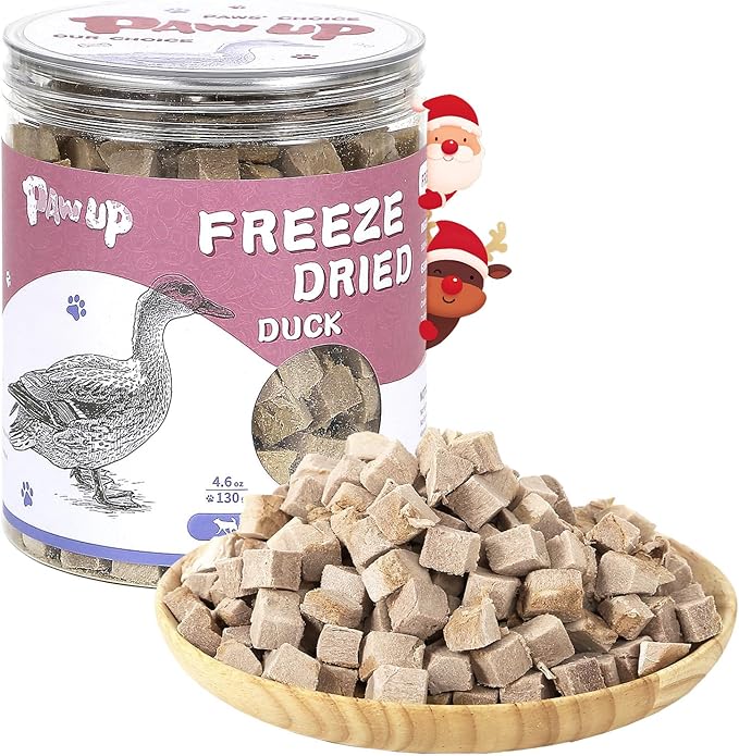PAWUP Freeze Dried Duck Treats for Cats Dogs, Rawhide Free Freeze-Dried Raw Food Topper, High Protein, Gluten&Grain Free, 4.6oz