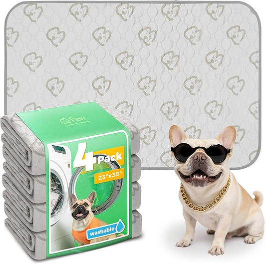 FXW Washable Pee Pads for Dogs, Puppy Pads with Super Absorbent, Specifically Designed for 36inch Cages, 23" x 35" Rectangle, Khaki, 4 Packs