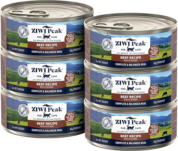 ZIWI Peak Wet Cat Food – All Natural, High Protein, Grain Free, Limited Ingredient, with Superfoods (Beef, Case of 6, 3oz Cans)