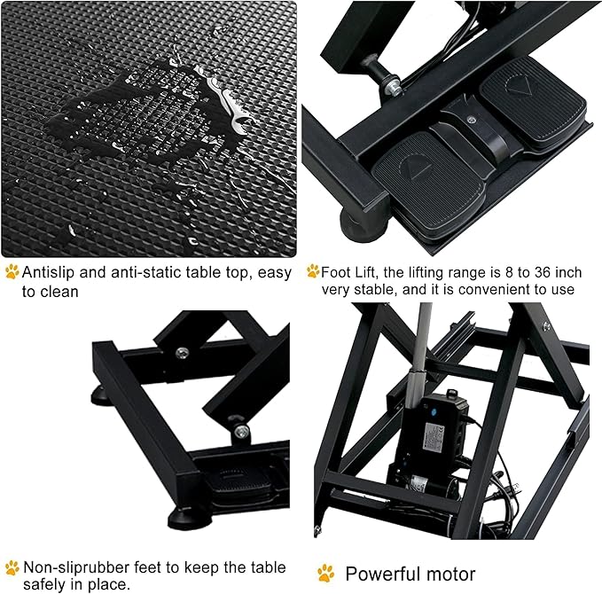 50" Electric Dog Grooming Table 9"- 37" Height Adjustable Heavy Duty Professional Lift Dog Grooming Table for Large Dogs with 2 Nooses, 4in1 Comb & Nail Care Set, Blow Dryer Clip Black