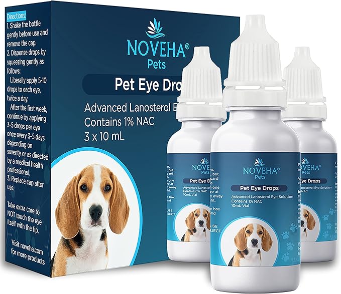 NOVEHA Pet Drops Wash – Gentle & Safe Cleansing for Dogs, Cats, Horses & Rabbits – 3x10mL